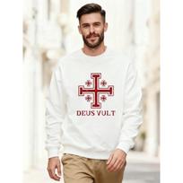 Men'S DEUS VULT Pattern Casual Round Neck Sweatshirt 3XL balta