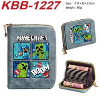 Minecraft Accordion Card Wallet Multi-Slot Zip Coin Purse Durable Large Capacity ID Holder 1pcs 10.5x8x2.5cm