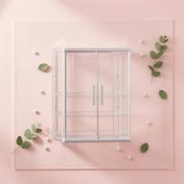 Cosmetic Storage Cabinet Transparent Acrylic Display Enclosure Rounded Edges white