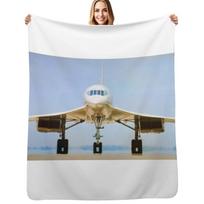 Concorde on airport runway, 1975 (C028/4081) Throw Blanket Warm Throw Blanket Gift for Anniversary 75cm*90cm gray
