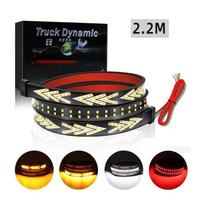 Car Truck LED Tailgate Light Strip Turn Signal Lamp Flowing Dynamic Warning Brake Reverse Tail Light Bar For Pickup Jeep 12-24V 2.2M balta/geltona