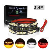 Car Truck LED Tailgate Light Strip Turn Signal Lamp Flowing Dynamic Warning Brake Reverse Tail Light Bar For Pickup Jeep 12-24V 2.4M balta/geltona
