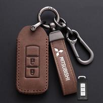 Car Key Case Cover Keyless Leather Shell for Mitsubishi Outlander Lancer Eclipse Mirage Xpander ASX Pajero Cross Montero Eclipse black