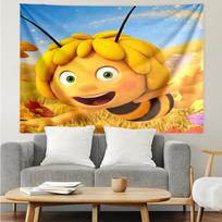 Maya the Bee Print Tapestry, Backdrop, Easy Setup, Ideal for Bedroom, Office & Living Room, with Aesthetic Wall Hanging Decor. 130cmx150cm