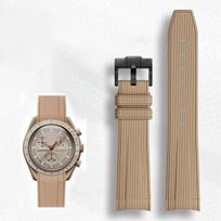 Omega Swatch 20mm lenkta apyrankė Speedmaster MoonSwatch Planet Snoopy apyrankė greito atsegimo apyrankė guminė apyrankė 20mm gray