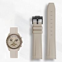 Omega Swatch 20mm lenkta apyrankė Speedmaster MoonSwatch Planet Snoopy apyrankė greito atsegimo apyrankė guminė apyrankė 20mm beige