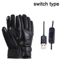 Žieminės pirštinės Elektrinės šildomos pirštinės Neperšlampamos vėjui atsparios USB maitinamos šildomos pirštinės (Jungiklio tipas/termostato tipas) Switch type juoda