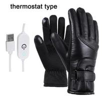 Žieminės pirštinės Elektrinės šildomos pirštinės Neperšlampamos vėjui atsparios USB maitinamos šildomos pirštinės (Jungiklio tipas/termostato tipas) Thermostat type juoda