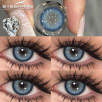 Eyeshare Natūralios spalvos kontaktiniai lęšiai metiniai pilki kosmetiniai minkšti akių lęšiai 2 vnt. mėlyni/rudi lęšiai black