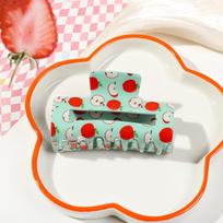 1pc strawberry watermelon cherry fruit grab clip girl acrylic coil hair clip shark clip hair ornament gray