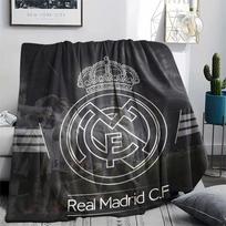 Real Madrid Komanda, raštuotas flanelinis pledas, Aukštos kokybės, Patogus visais metų laikais, Namų dekoras, Šiluma ir komfortas, Puikiai tinka dovanoms. 80cm x 120cm gray