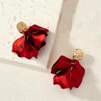 Summer fairy red flower petals spray paint resin acrylic earrings ear jewelry raudona
