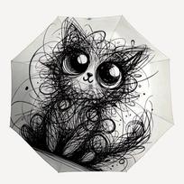 1pc Whiskers PawsAutomatic Folding Umbrella, Portable Collapsible Design, Casual Outdoor Accessory, for All Seasons 047