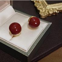 Elegant Exquisite Red Rosary Bean Ear Cuff: Autumn Winter High-End Versatile Fashion Earrings brown