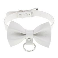 DIEZI Sexy Punk White PU Leather Choker Statement Necklace For Women Men Gothic Lace Circel New Pendant Necklace Torques Jewelry white