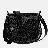 Doroti - black patent leather croco messenger bag black