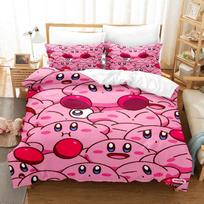 2026Cartoon Pink Star Kirby Allies Duvet Cover Pillowcase Bedding Set Adult Boy Girl Bedroom Decoration Single Double Large Size 200x200cm