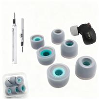 Memory Foam Ear Tips 3 Pairs for Sony WF-1000XM5 XM4 Earbuds, Replacement Soft Earbuds Caps with Storage Case & Cleaning Pen Kit