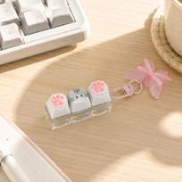 Cross-Border Cat Paw Keycap Mini Decompression Keyboard Pendant Keychain Without light beige