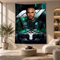 Decorative Tapestry,Lewis Hamilton Printed Wall Art, Lightweight Wall Hanging For Bedroom Background 100cmx150cm beige