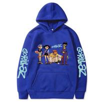 New Autumn/Winter Plus Size Anime GORILLAZ Pullover Hoodie - Trendy European/American Cartoon Style Extra Small blue