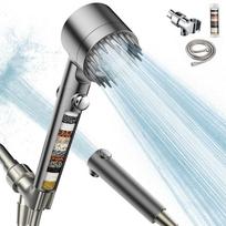 High Pressure Shower Head Multiple Spray Modes ON/OFF Switch Handheld Shower Head Anti-clog Nozzles Water Saving B white
