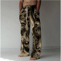 Men's 3D Distressed Printed Baggy Casual Trousers,  Elastic Drawstring Waist with Pockets, for Spring Summer Home Outdoor Vacation 8XL pilkšvai ruda