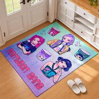 Kpop demon hunters Carpet Door Mat for Living Room or Bedroom Protective Mat Under Chair Office Decoration Christmas Gift Birthday Present 50cmx80cm