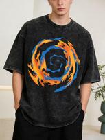 Anime žaidimas Yu-Gi-Oh! Polimerizacija Vintage skalauti marškinėliai Vyriški Moteriški Medvilniniai T-shirt Harajuku Gatvės stilius Per dideli Laisvalaikio Vasara M orange