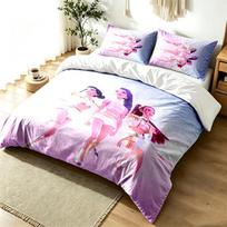 Kpop demon hunters 3pc Duvet Cover Set Simple Modern Bedding Set Wrinkle Resistant Soft Fabric All Season Use a perfect gift 135cmx200cm