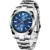 BENYAR Ultimate Luxury Men's Automatic Mechanical Watch Noble Style Stainless Steel Hardlex 5Bar Diving Luminous Watch+Gift Box gray