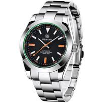 BENYAR Ultimate Luxury Men's Automatic Mechanical Watch Noble Style Stainless Steel Hardlex 5Bar Diving Luminous Watch+Gift Box gray