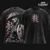 Vintage Manga BLEACH T-shirt Men Clothing Kyoraku Shunsui Washed Oversized T Shirt Summer Casual High Quality Cotton Tee Clothes M black