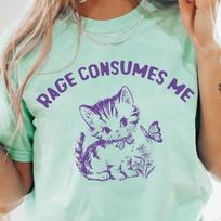 Rage Consumes Me Comfort Colors® T-Shirt, Vintage Kitten Tshirt, Sarcastic Funny Retro Shirt, Graphic Tee, Funny Women's Aesthetic Shirt M white