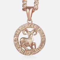 Moterų zodiako ženklo pakabukas 12 žvaigždyno žavesio rožių aukso karoliai Avinas Liūtas Skorpionas 3 mm sraigės papuošalai GP278 With 60cm Chain beige