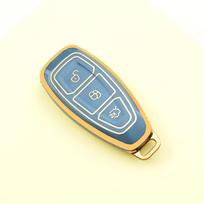 Gold Edge Shell Keyless Holder Fob For Ford Kuga Focus ST Fusion Fiesta Focus 3 4 Mondeo Ecosport TPU Car Smart Key Case Cover Accessories pilka