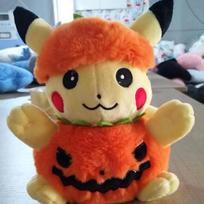 Pokemon Elf Doll Cartoon Pikachu Pumpkin Clothing Plush Doll Halloween Children's Toy Plushies Stuffed Animal Children's Doll 20cm beige