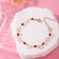 Elegant Red Apple Choker and Bracelet Set - Niche Design for Summer white