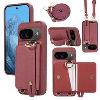 Odinė piniginės tipo telefono dėklas su rankos dirželiu, skirta Google Pixel 9 8 Pro 8a 7a, su žiedu, smūgiams atsparus korpusas Google Pixel 8