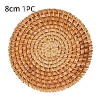 Handwoven Rattan Coaster Heat Resistant Teapot Mat Anti Scald Cup Holder Table Placemat Tea Ceremony Kitchen Dining Table Decor brown