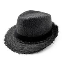 Unisex Sun Protection Sun Hat Cowboy Wide Brim Straw Hat Straw Beach Caps Mens juoda