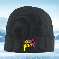 Daft Punk logoblack background Unisex Women Unisex Knitted Hat Beanie Pullover Cap Winter Thermal Warm Christmas Outdoor Cycl black