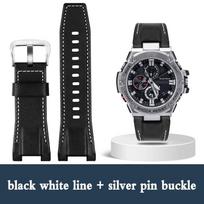 Canvas leather watch strap for Casio G-SHOCK GST-B100 S130 W300GL 400G W330 GST-W120L s120 W130L S100 Series watch accessorie 26mm black