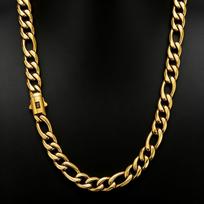 Men's Hip Hop Trendy Stainless Steel Figaro Chain Bracelet Necklace 6-inch (approx. 15cm) black