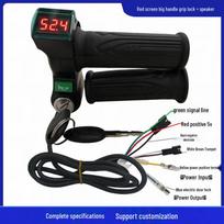 Electric Scooter Throttle Grip with Rice Grain Lock & Horn Voltage Display, Four-Light Feature 14.5*6.2*106 black