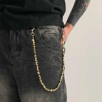 KunJoe Hip Hop Imitation Pearl Bag Chain Waist Chain Punk Metal Pants Chain For Men Versatile Jeans Accessories Keychain Jewelry D00E1JS01727 black