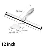 10'' 12'' INCH Shower Window Squeegee Stainless Steel With Hook Silicone Rubber Scrape Glass Door Car Cleaner Bathroom Tool 12sliver-hook white