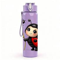 1PC Red Ladybug Bug Cartoon 750ml Color Plastic Sports Water Bottle Leakproof Flip Straw Lid Suitable for Sports Office Home Use rožinė