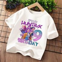 K Pop Demon Hunters Kids T-shirt Kawaii Cartoon Birthday Number1-9  Printed Tops Girls Tee Summer Short Sleeve Children Clothing 110 white