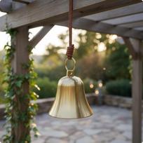 Brass Bell Ornament Gold-Tone Loop Bell Ornament Home Decor Clear Ringing Sound Long-Lasting beige